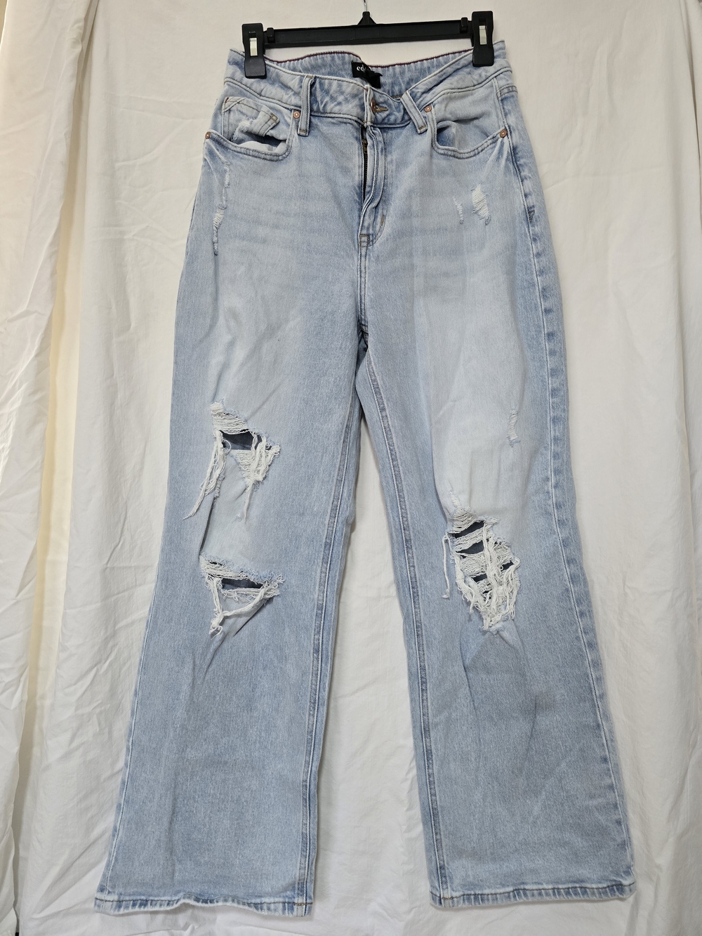 Light Blue Distressed Wide-Leg Women's Jeans